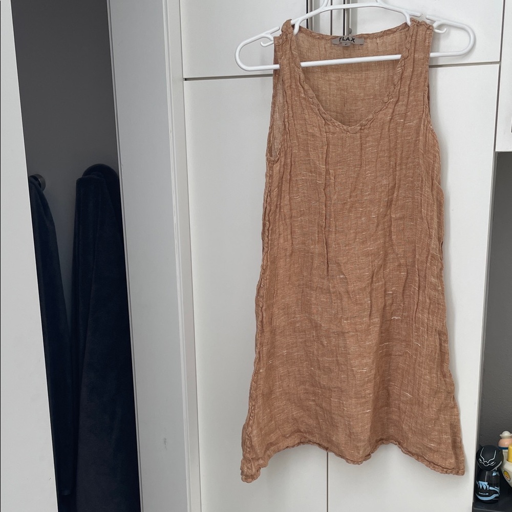 Flax Lightweight Linen Tank dress or cover up - Warm Tan